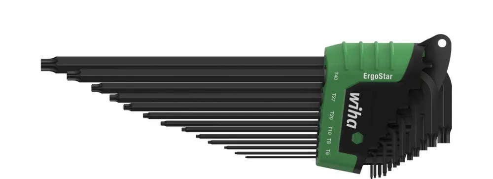 Wiha 43848 Jeu de clés dans le support ErgoStar TORX® MagicSpring® 14 pièces noir chimique sous blister