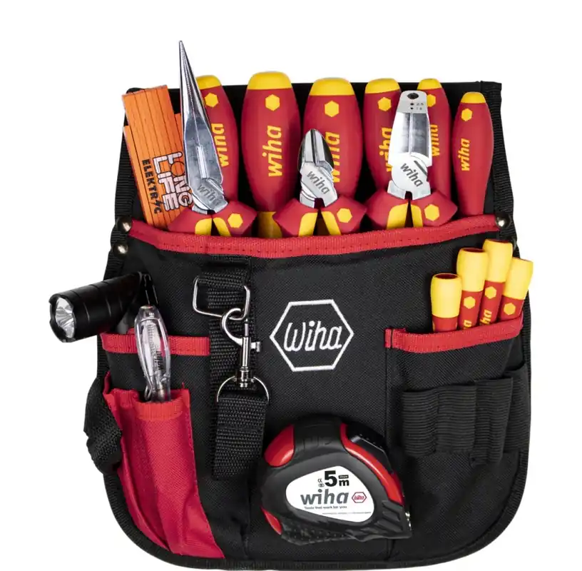 Wiha 44574 Assortiment d‘outils d‘électricien, 18 pièces, y compris sac de taille