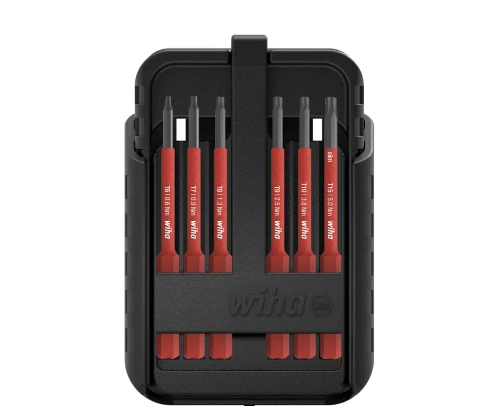 Wiha 43161 Jeu d‘embouts slimBit electric TORX®, TORX PLUS® 15 pièces, boîte slimBit et porte-sangle inclus