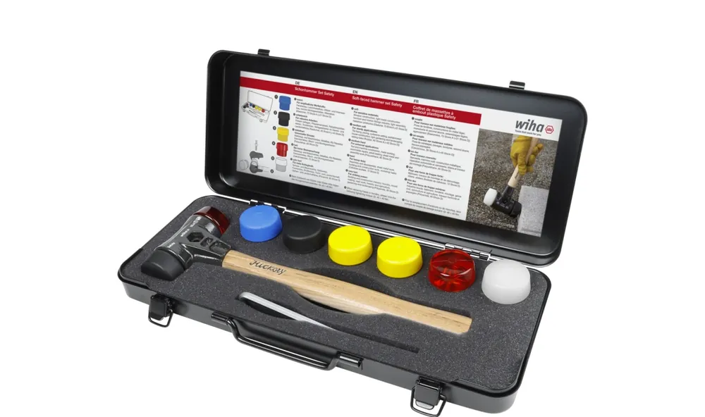 Wiha 44008 set de marteaux en plastique Sécurité avec têtes de marteaux assorties 12 pièces en boîte