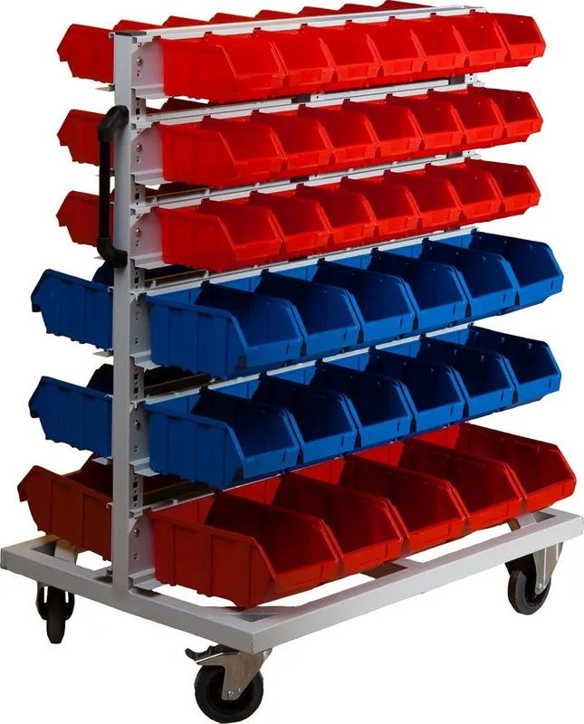 Huvema K4083 Système de rayonnage mobile avec 76 bacs de stockage