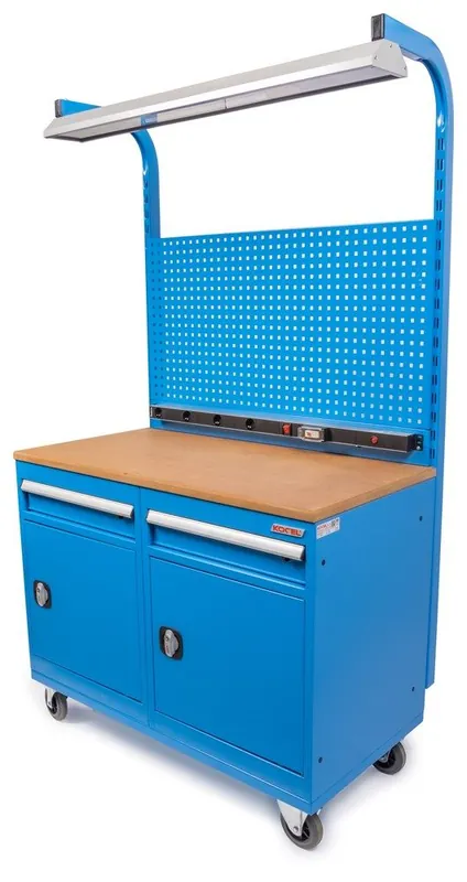 Huvema K8053 Établi mobile avec paroi à outils avec plan de travail en MDF de 25 mm