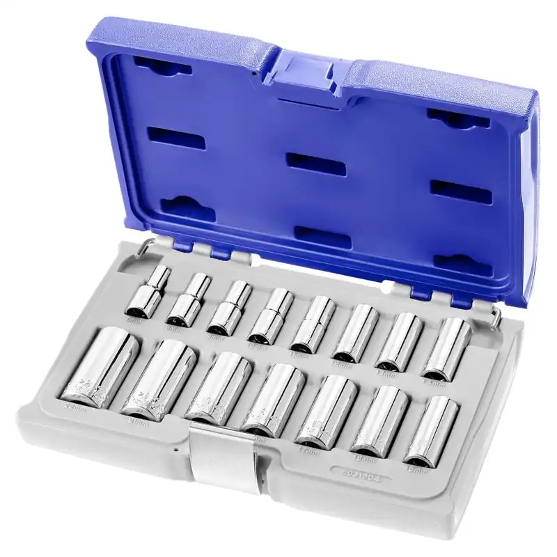 Facom Expert E031804 Mallette avec douilles hexagonales longues 3/8" - dimensions métriques - 15 pcs