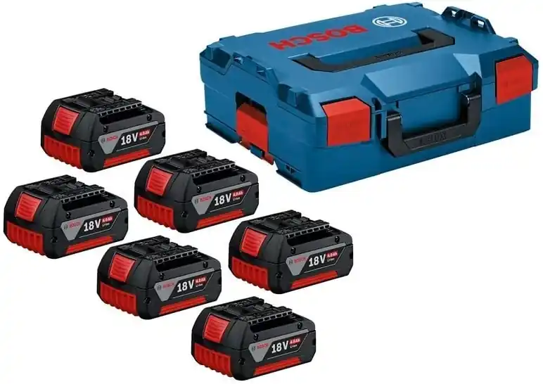 Bosch Bleu Accessoires 1600A02A2S Jeu de batteries en L-Boxx - 6 x GBA 18V 4.0 ah Li-ion