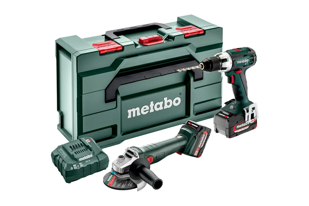 Metabo 685206510 Combo 2.4.1 18V 4,0Ah Li-Ion BS18LT Perceuse + W18 L 9-125 Meuleuse d‘angle