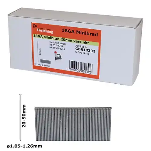 Co-Fastening GBR18302 Minibrads spijker 18ga gegalvaniseerd - 30 mm