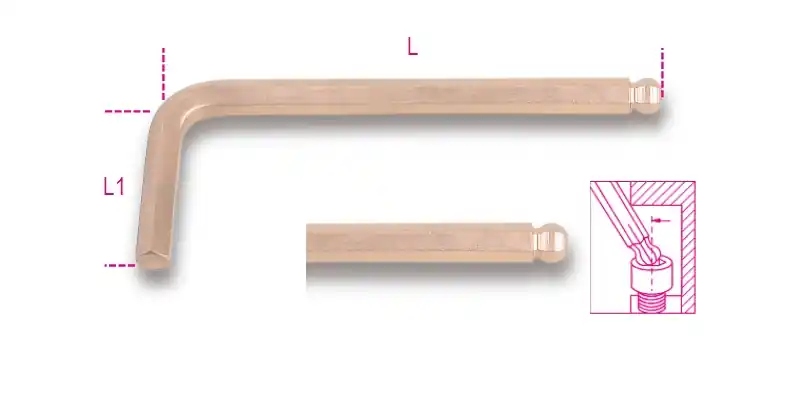 Beta 000961806 Clé hexagonale à angle droit sans étincelle 6 mm 84 mm