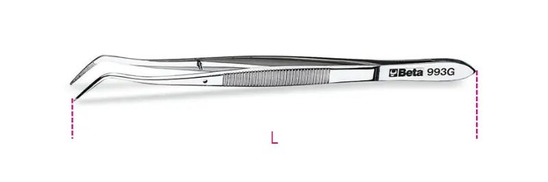 Beta 009930030 993G Pince à épiler, becs étroits et courbés 160 L mm