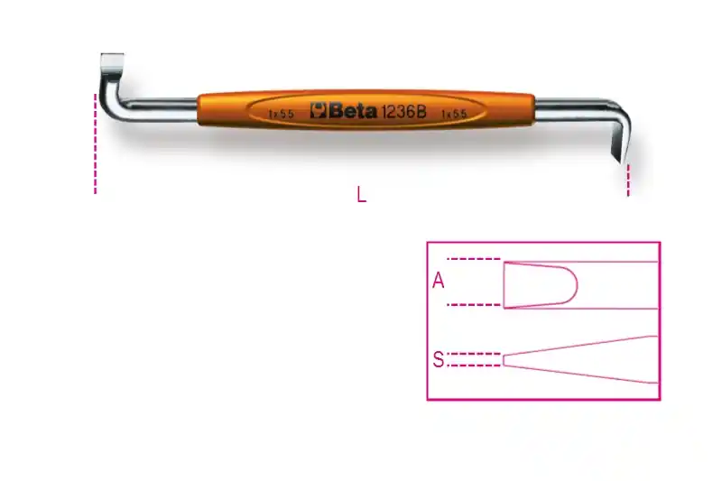 Beta 012360202 Tournevis coudé à tête fendue - 1x5.5 SxA mm