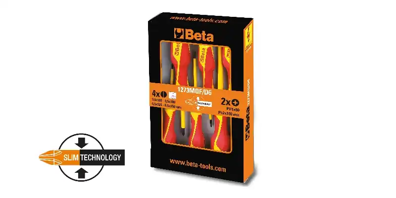 Beta 012730606 Jeu de 6 tournevis fins VDE