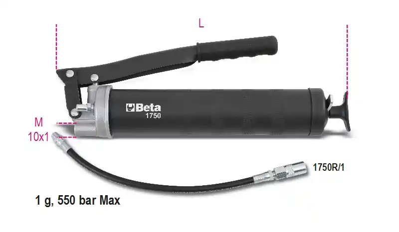 Beta 017500750 1750 750-Pistolet à graisse pour ciseaux 600 1750CG cc