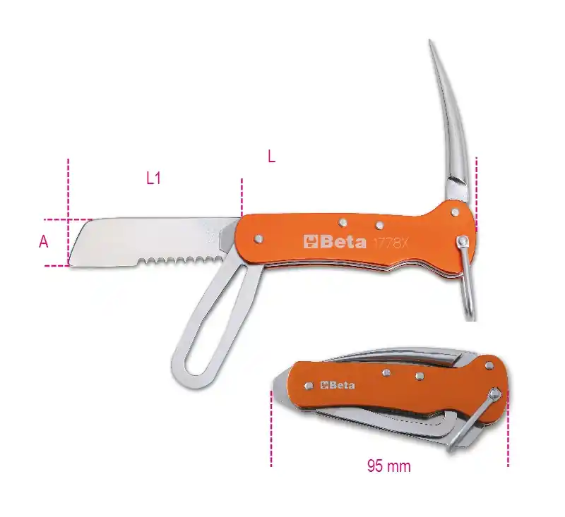Beta 017780050 1778X Couteau pour travaux nautiques 185 mm