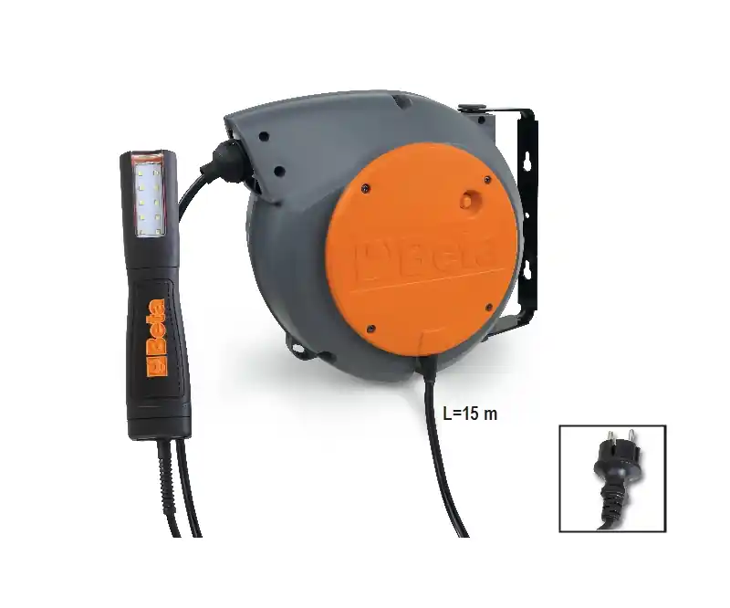Beta 018420821 1842 Enrouleur automatique de câble 15 m + lampe d‘inspection H05VV-F
