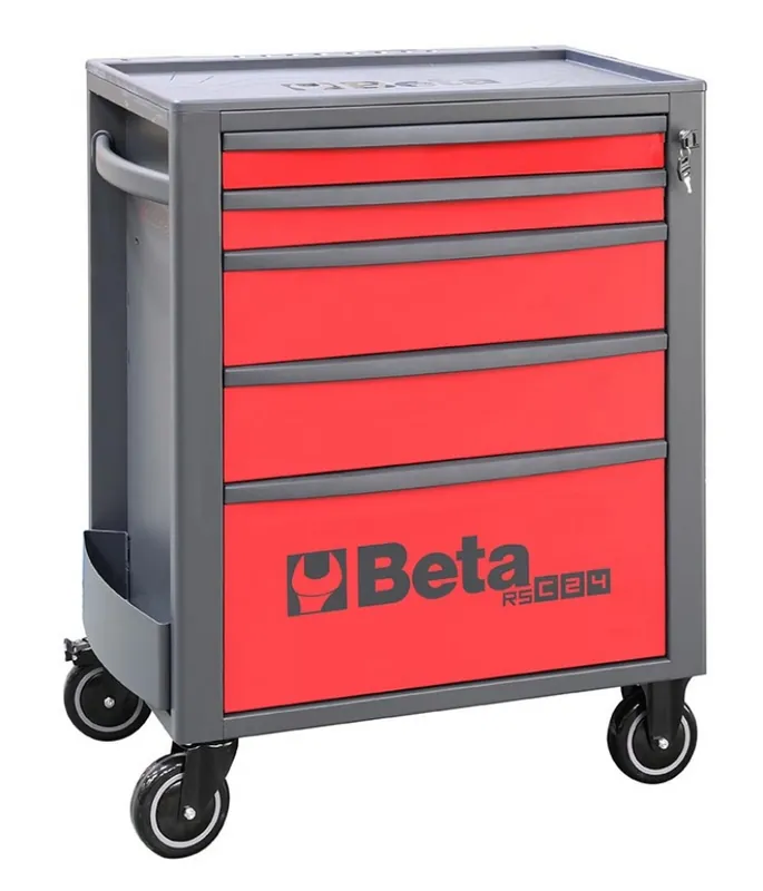 Beta 024004053 Chariot à outils, rouge 5 tiroirs - 740x445x969 mm