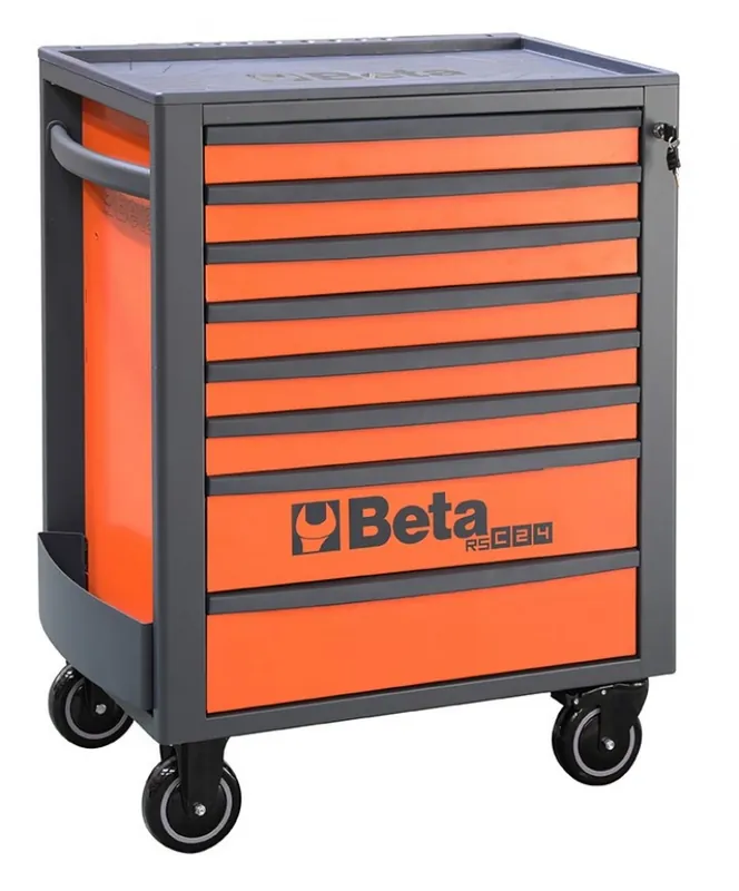 Beta 024004081 Gereedschapswagen, Oranje Met 8 Laden - 740x445x969 mm