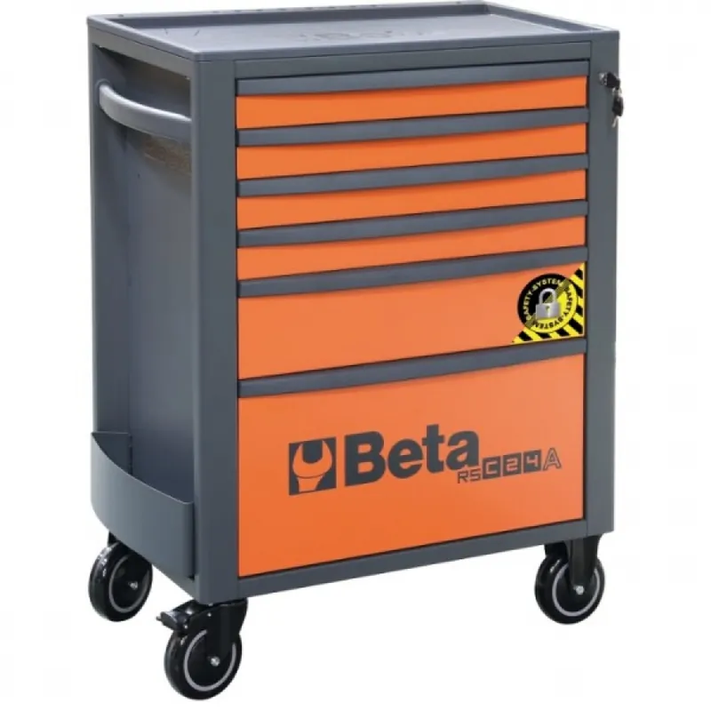 Beta 024004161 Chariot à outils, Orange Avec 6 tiroirs - 74x44.5x96.9 cm