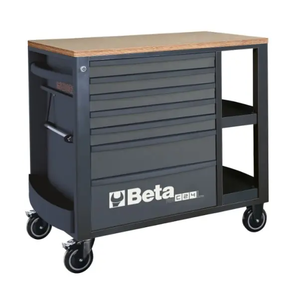 Beta 024004377 Établi mobile avec 7 tiroirs et étagères - Noir 80 kg