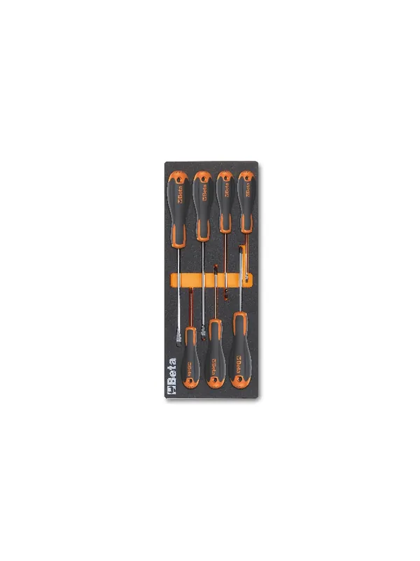 Beta 024500218 Insert souple + Jeu de tournevis plats et Phillips - 7 pièces