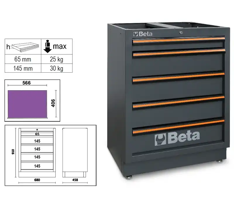 Beta 045000235 C45Pro M5 Module fixe avec 5 tiroirs