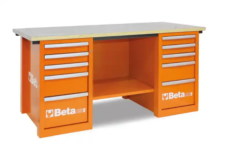 Beta 057001203 Établi Mastercargo avec 2 armoires à tiroirs et 5 tiroirs - gris