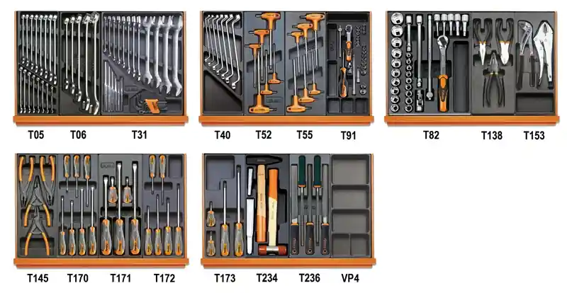Beta 059081136 Jeu d‘outils 161 pièces en ABS inserts préformés