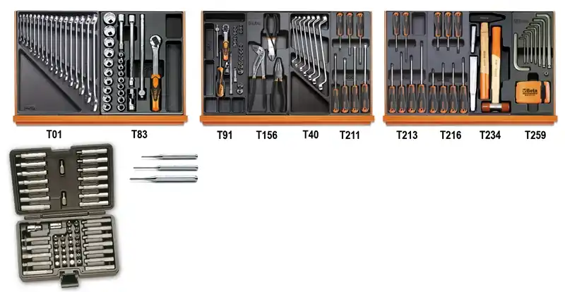 Beta 059241100 Jeu d‘outils 197 pièces en ABS avec inserts moulés