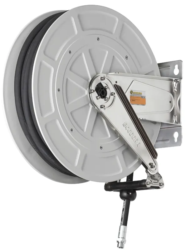 Ecodora 4532/31 Dévidoir mural abs - Inox 25M (Air /Eau 100°C) - 200Bar - Tuyau 3/8".