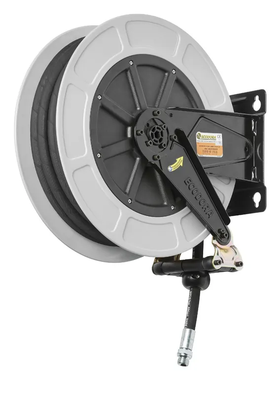 Ecodora 567000116 Enrouleur mural 25M (Air/Eau 70°C) - 20 Bar - Tuyau 1/2