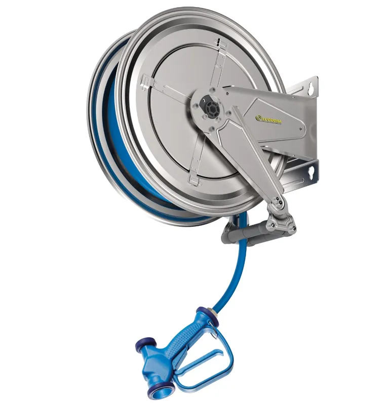 Ecodora 0E70505 Enrouleur de tuyau mural 15M (Air/Eau 70°C) - 20 Bar + Pistolet à fluide basse pression
