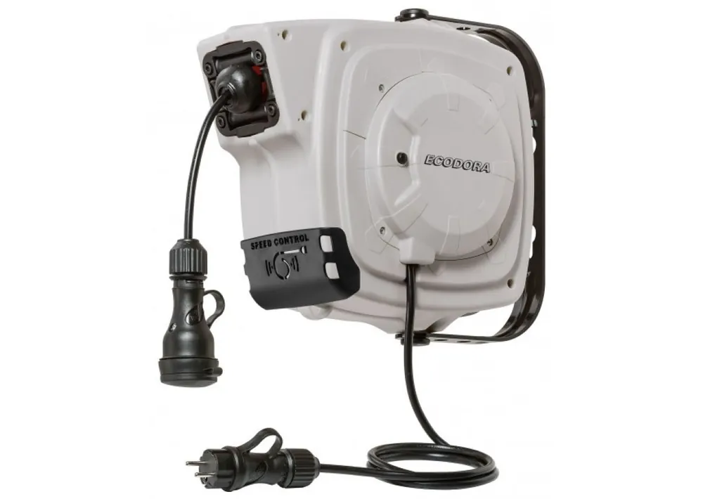 Ecodora 567000008 Enrouleur de tuyau 14m (1-230V) - câble 3x1,5mm² + SPEEDCONTROL - (0E2315SF) avec connecteur
