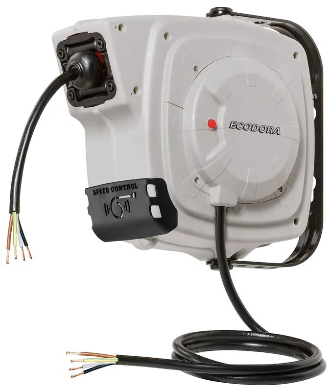 Ecodora 0E5515F Enrouleur mural 9+1M Câble électrique 3G X 2,5 H05 avec Speedcontrol (sans fiche)