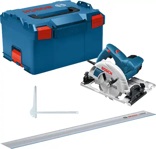 Bosch Bleu 0615990M91 Scie circulaire GKS 55+ GCE en L-BOXX + rail de guidage FSN1400