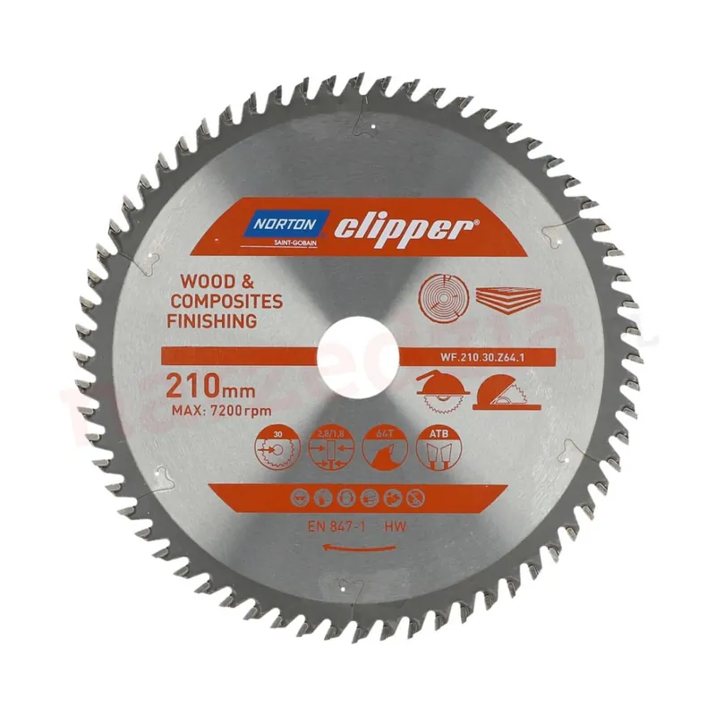 Norton Clipper 70184608112 Lame de scie TCT Finition du bois 255x3.2/2.2x30 Z40