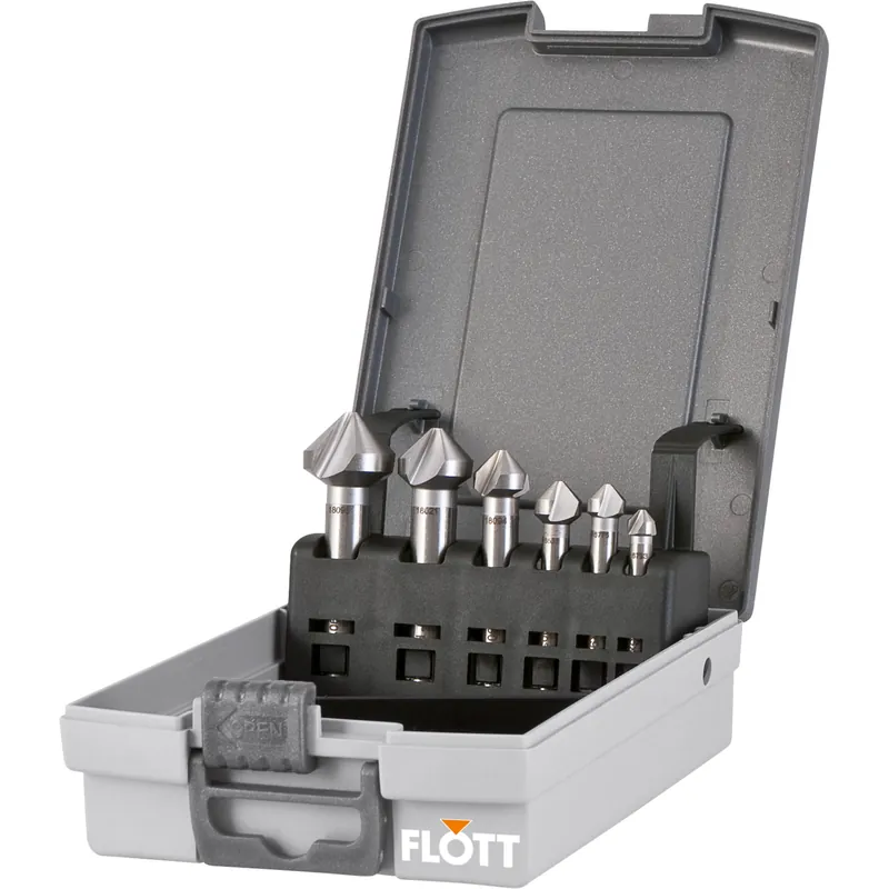 Flott 285162 Jeu de cônes et d‘ébavurage en zinc dans un coffret ABS (DIN 335 C)