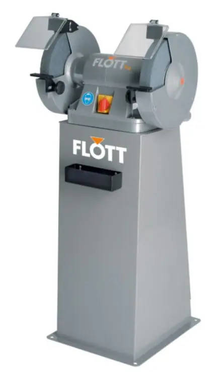 Flott 317775 TS 250 SD P Meuleuse d‘établi 400 Volt 250 mm avec support de machine, bouton d‘arrêt d‘urgence et frein