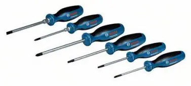 Bosch Bleu Accessoires 1600A02CV3 Jeu de tournevis 6 pièces SL/PH/PZ/TX Professional