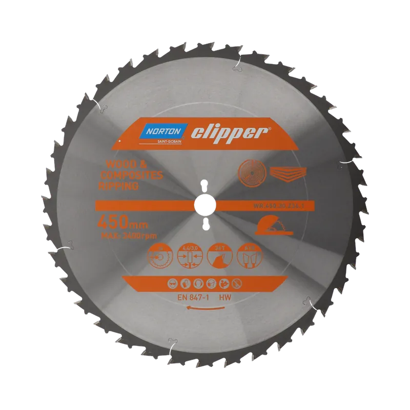 Norton Clipper 70184631830 Lame de scie TCT pour bois et composites 450x4.4/3.0x30 Z36