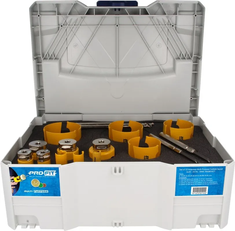 ProFit 09081682DSCT Jeu de scies cloches multi-usages 16/20/22/25/29/35/44/51/64/67/76/82 mm