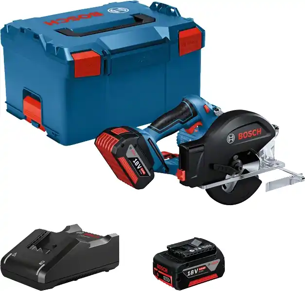 Bosch Bleu 06016B8002 GKM 18V-50 Scie circulaire à métaux 18 Volt 5.0Ah Li-Ion en L-Boxx 06016B8001
