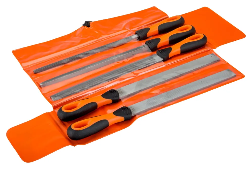 Bahco 1-478-10-1-2 Jeu de limes ERGO™, avec poignée, 4 bâtardes/1 mi-douce, 250 mm - 5 pcs