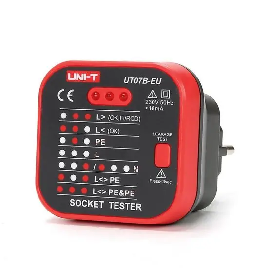 UNI-T UT07B-EU Testeur de prises murales avec test RCD