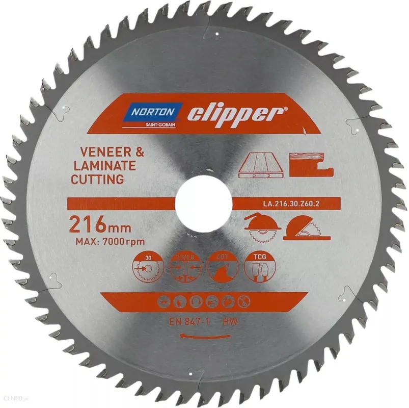 Norton Clipper 70184608142 Lame de scie 190 x 30 x 60T pour panneaux mélaminés, contreplaqués, panneaux stratifiés