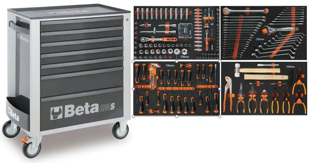 Beta 024006222 2400S G7/E-S Chariot d‘‘outils rempli 240 pièces Gris