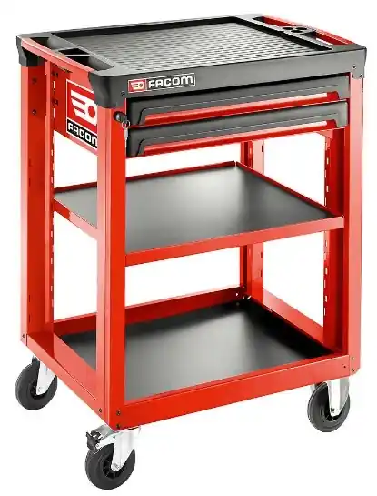 Facom ROLL.UC3S2DM3 Chariot d‘‘atelier 3 étagères 2 tiroirs M3 Rouge
