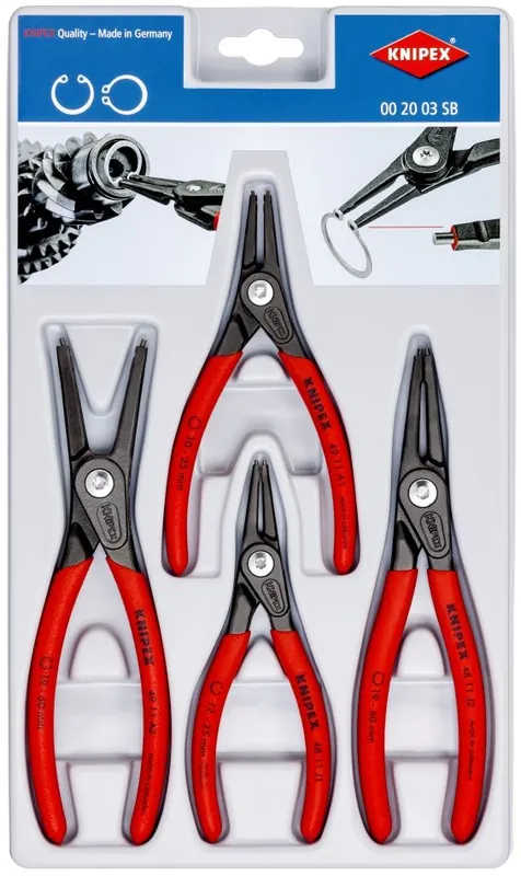 Knipex 00 20 03 SB Jeu de pinces à circlips de précision 4 pièces
