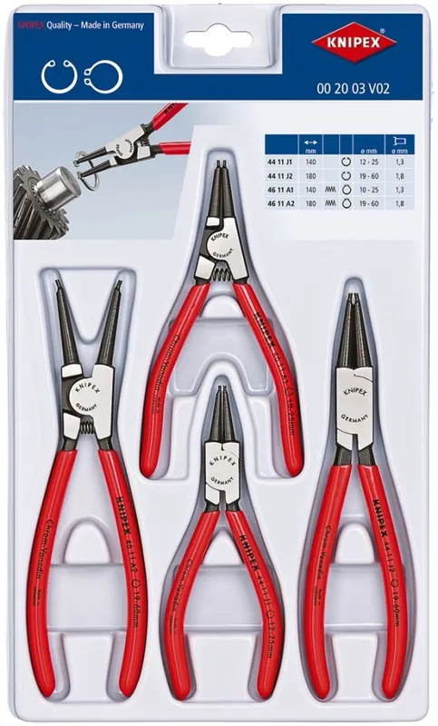 Knipex 00 20 03 V02 Jeu de pinces pour écrous de blocage 4 pièces
