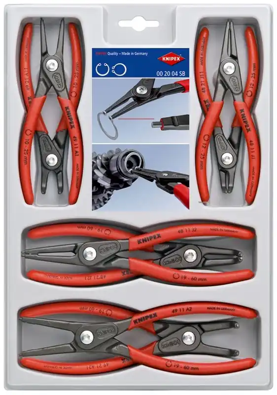 Knipex 00 20 04 SB Jeu de pinces de précision pour circlips 8 pièces