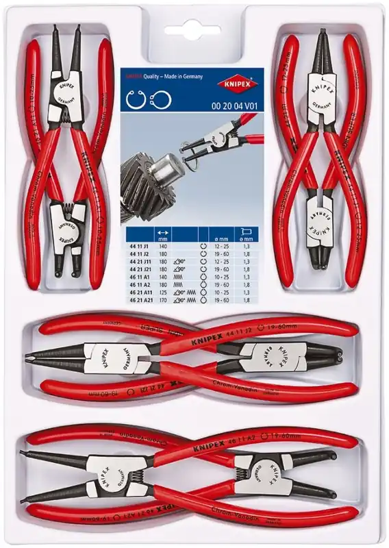Knipex 00 20 04 V01 Jeu de pinces pour écrous de blocage 8 pièces