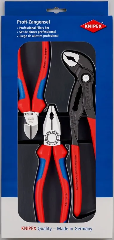 Knipex 00 20 09 V01 Jeu de best-sellers (Pince combinée, Pince à pompe à eau, Ciseaux diagonaux)