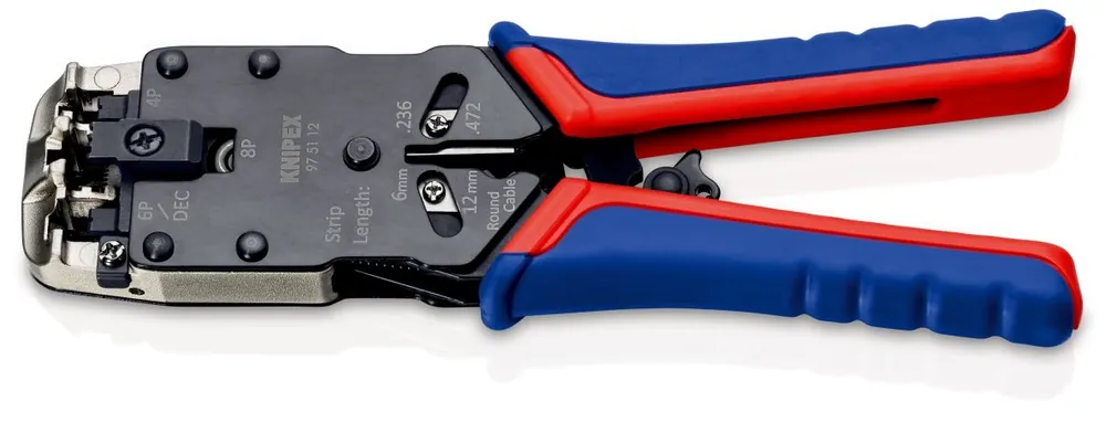Knipex 97 51 12 Pince à sertir pour fiches occidentales 4/6/8 broches RJ10/RJ11/12/RJ45